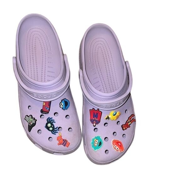 Clogs Purple Mules with Fun Charms Size 10 - Picture 1 of 5